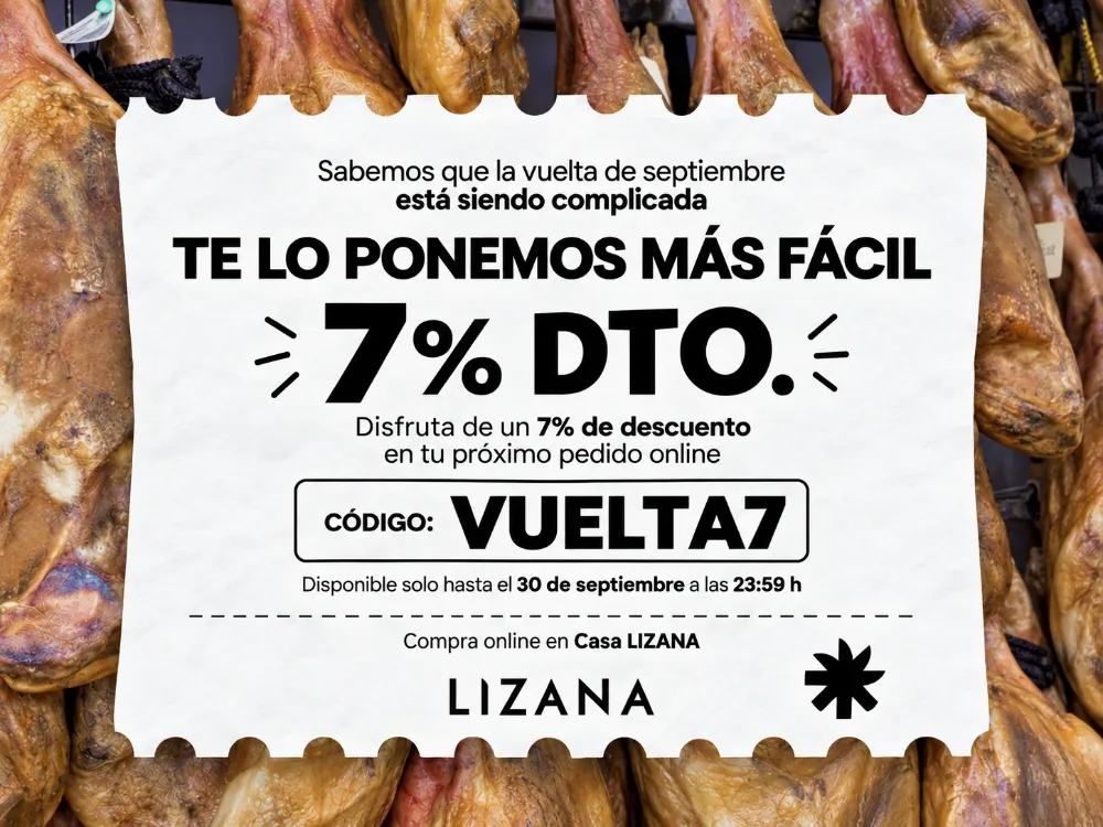 Promoción Lizana Septiembre 7% de descuento con el código VUELTA7, válido hasta el 30 de septiembre
